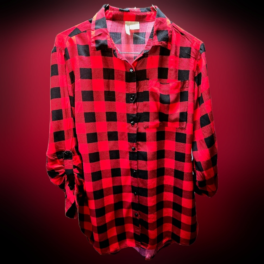 Red and Black Woman's Shirt